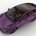 Sleek Purple Electric Coupe SUV Car With Red Interior And Modern Sporty Design