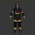 Realistic Firefighter 3D Character Model With Helmet And Uniform Gear 3d model