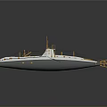White Ship Model With Golden Details Mast And Deck Equipment