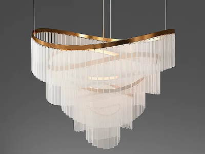 Modern Elegant Chandelier With Layered White Pendant And Golden Trim Design 3d model