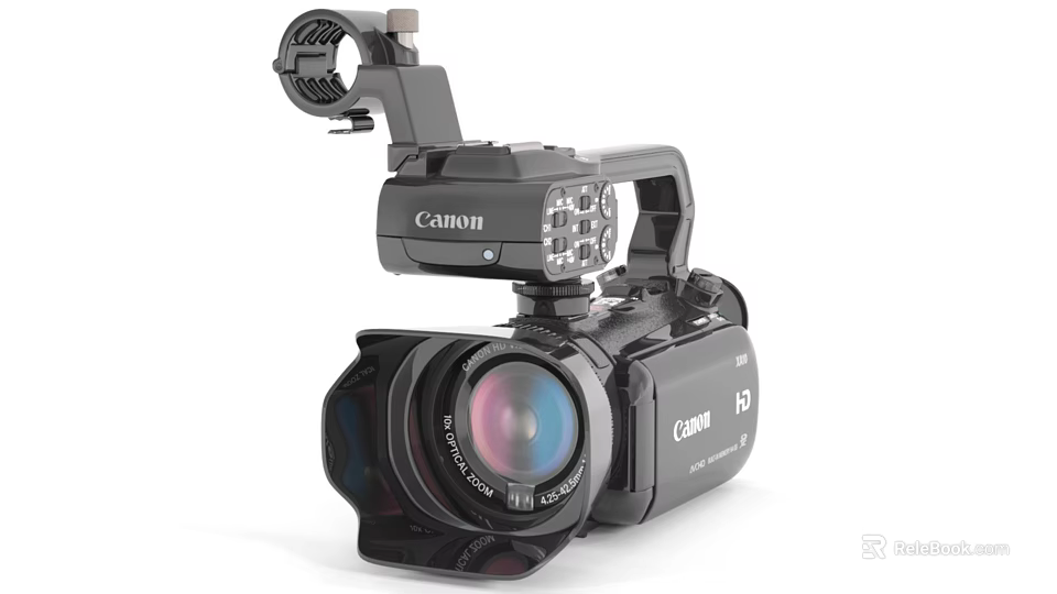 Canon HD Video Camera Commercial Equipment With Microphone And Professional Lens 3d model 