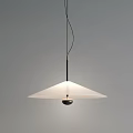 Modern Minimalist Pendant Light With White Umbrella Shade And Black Metal Rod Design