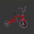 Vintage Red Children's Tricycle With Black Seat Handlebar And Wheels