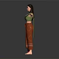 Stylish 3D Female Character In Green Top With Animal Shaped Toy Gun And Outstretched Arms