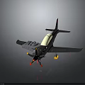 Black Single Seat Aircraft With White Canopy Extended Landing Gear And Wingtip Details