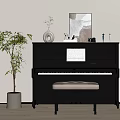 Cozy Piano Room With Black Piano Brown Bench And Decorations
