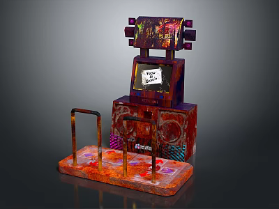 Vibrant Decorative Computer Console With Display Screen And Colorful Base Stand Design 3d model