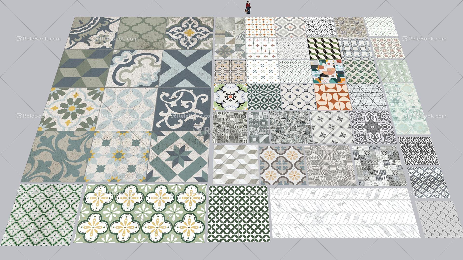 Modern ceramic tile tile combination decoration materials indoor paving tile floor tile wall tile 3d model