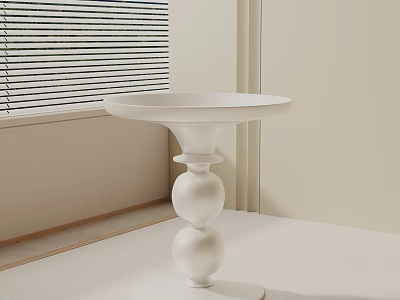 Modern White Side Table with Spherical Base in Light Colored Room by Window 3d model
