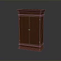 Brown Wooden Storage Cabinet With Solid Wood Construction And Decorative Top Base 3d model