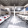 Modern 4S Store Exterior With Glass Facade And Car Showroom
