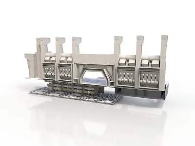 Industrial Mechanical Frame Structure With Multiple Pillars And Base Components 3d model