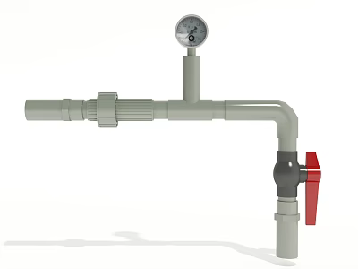 Essential Fire Equipment Featuring Pressure Gauge Red Valve and Pipes 3d model