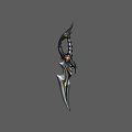 Ornate Fantasy Dagger With Curved Hilt Intricate Carvings And Purple Gemstone Details