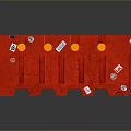 Red Plastic Traffic Barrier With Connected Units And Orange Dots Stickers