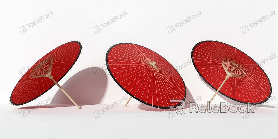 Chinese Oil Paper Umbrella Red Bamboo Paper Umbrella model