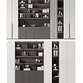 Modern White And Grey Bookcase With Multiple Shelves Books And Decorative Items