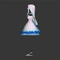 Blue And White Gradient Dress With Fluffy Skirt Wing Decoration And White Shoes