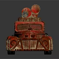 Rustic Red Toy Tank with Vintage Design and Cannon Turret on Top