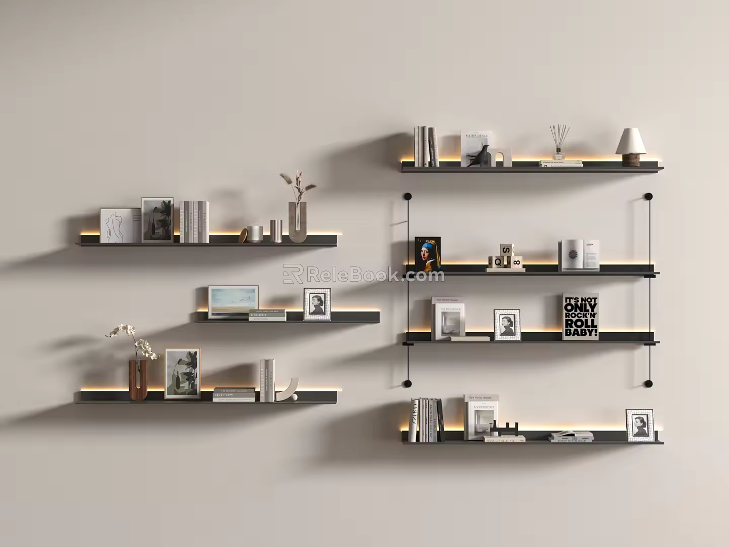 Modern Bookshelf Modern Creative Simple Bookshelf Simple Metal Luminous Board Storage Rack 3d model