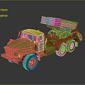 Olive Green Military Truck With Rocket Launcher And Six Wheeled Structure