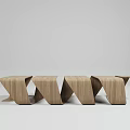 Modern Wooden Public Chair With Wave Curved Design And Connected Modules