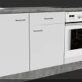 Practical White Kitchen Cabinet Set With Countertop Sink Cooktop And Oven