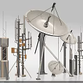 Advanced Military Weapon Surveillance Systems With Radar Dishes And Communication Towers