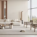 Modern Living Room Interior With Neutral Tones Sofa Coffee Table And Wooden Partitions