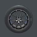 Stylish Modern Car Tire With Five Spoke Wheel Rim And Tread Pattern