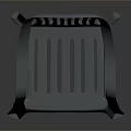 Gray Plastic Chair With Armrests Vertical Slats And Hollow Seat Design