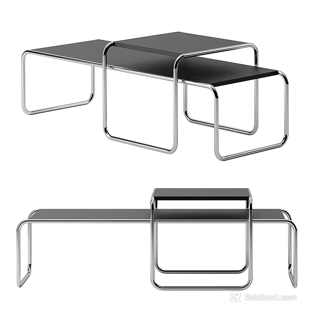 Modern Stools With Metal Frame And Black Seats For Stylish Home Interior 3d model 
