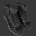 Black High Top Outdoor Hiking Shoes With Durable Traction Sole And Laces