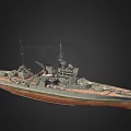 Naval Weapon System On Warship Model Featuring Main Guns Turret And Antennas Design