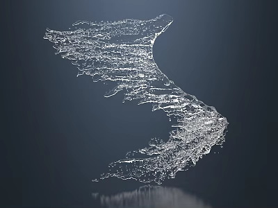 Delicate Transparent Glass Sculpture With Abstract Irregular Wing Shape Design 3d model