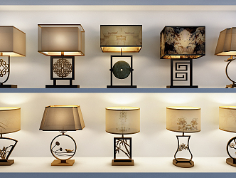 New Chinese-style Special-shaped Table Lamp Table Lamp Combination 3d model