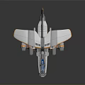 Futuristic Sci-Fi Aircraft Design With Gray Orange Body Wings Transparent Blue Cockpit And Wheels