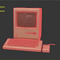 Vintage Computer System With CRT Monitor Keyboard Floppy Drive And Mouse