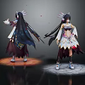 Fantasy Characters And Magical Creatures In Elegant Outfits With Dynamic Stances And Mythical Elements 3d model