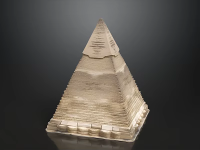 Stone Pyramid Structure With Step Design And Base On Dark Background 3d model