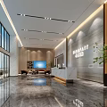 Modern Front Desk Reception Area Interior With Marble Desk Sleek Lighting And Decorative Plants