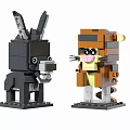 Cute Animal Shaped Building Blocks Donkey and Tiger Character Models