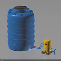 Durable Hardware Tools Including Blue Water Storage Tank Yellow Pump And Pipes