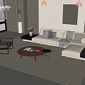 Sofa Coffee Table Combination Multi-person Sofa Coffee Table Single Casual Chair Lazy Sofa Metal Floor Lamp Side Table Jewelry Ornaments 3d model