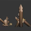 3D Rendered Wooden Fence Components With Pointed Tops Posts Benches And Ring Decorations