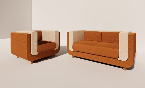 Nordic Leather Sofa Combination 3d model