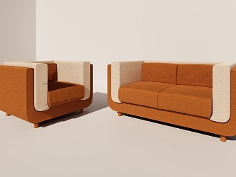 Nordic Leather Sofa Combination 3d model