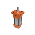 Orange Pneumatic Cylinder Industrial Equipment With Metal Rod And Flange