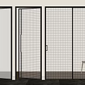 Modern Swing Doors With Black Frames Ribbed And Perforated Glass Interior Design