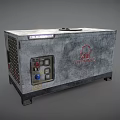Gray Industrial RED Generator Equipment With Control Panel Buttons Dials Ventilation Grilles And Wheels 3d model